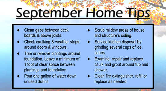 September Home Tips from A 2 Zuege Homes